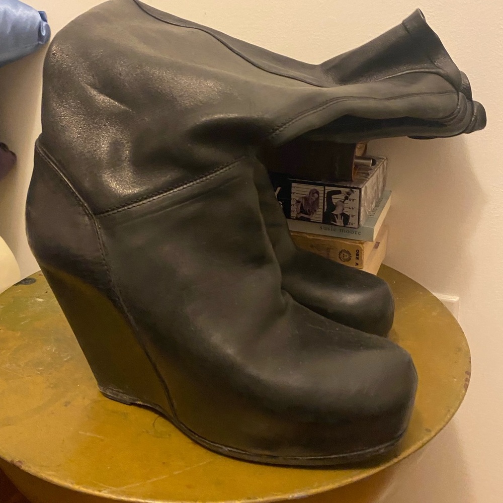 Rick Owens Wedge Leather boots.